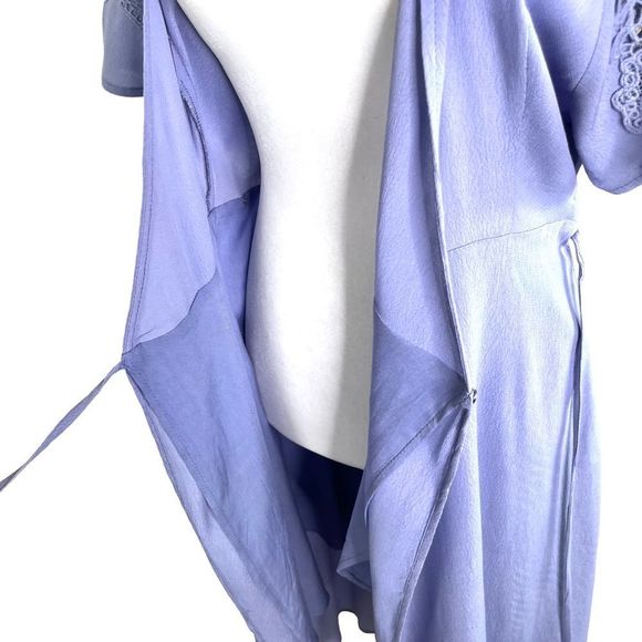 ASTR the Label Lilac wrap dress with short flutter crochet sleeves, M, EUC - Picture 13 of 15